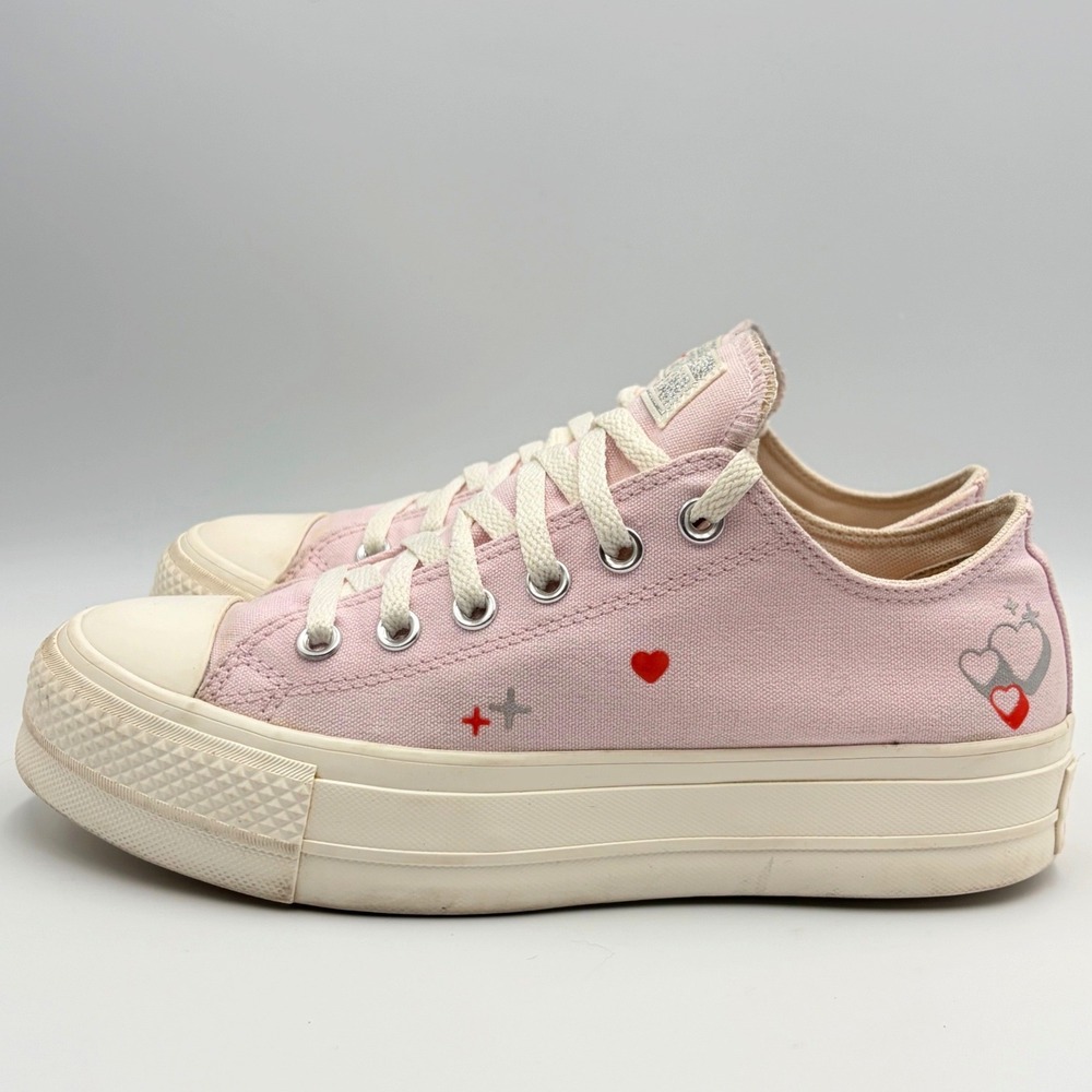 Converse Chuck Taylor All Star Lift Platform Pink Heart Lilac Fever Womens 8 - Picture 4 of 13